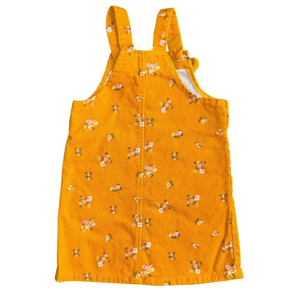 Btween Girls‎ Mustard Yellow Corduroy Floral Pinafore Jumper Dress Toddler 4T